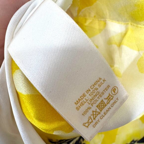 Kate Spade Sunny Daisy Yellow Silk Organza Button Front Shirt Dress Size 0 - Picture 7 of 9